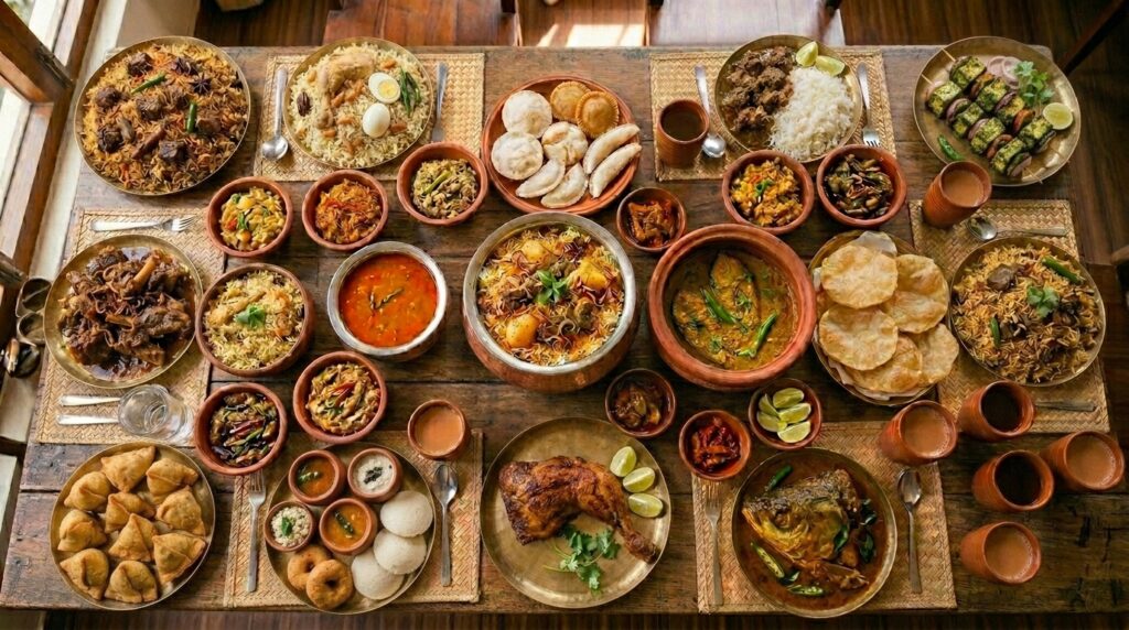 About table overflowing with banglades… 202608152058