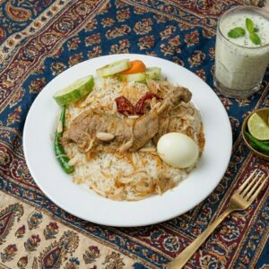 shahi morog polao (শাহী মোরগ পোলাও) with boiled egg – 1 portion